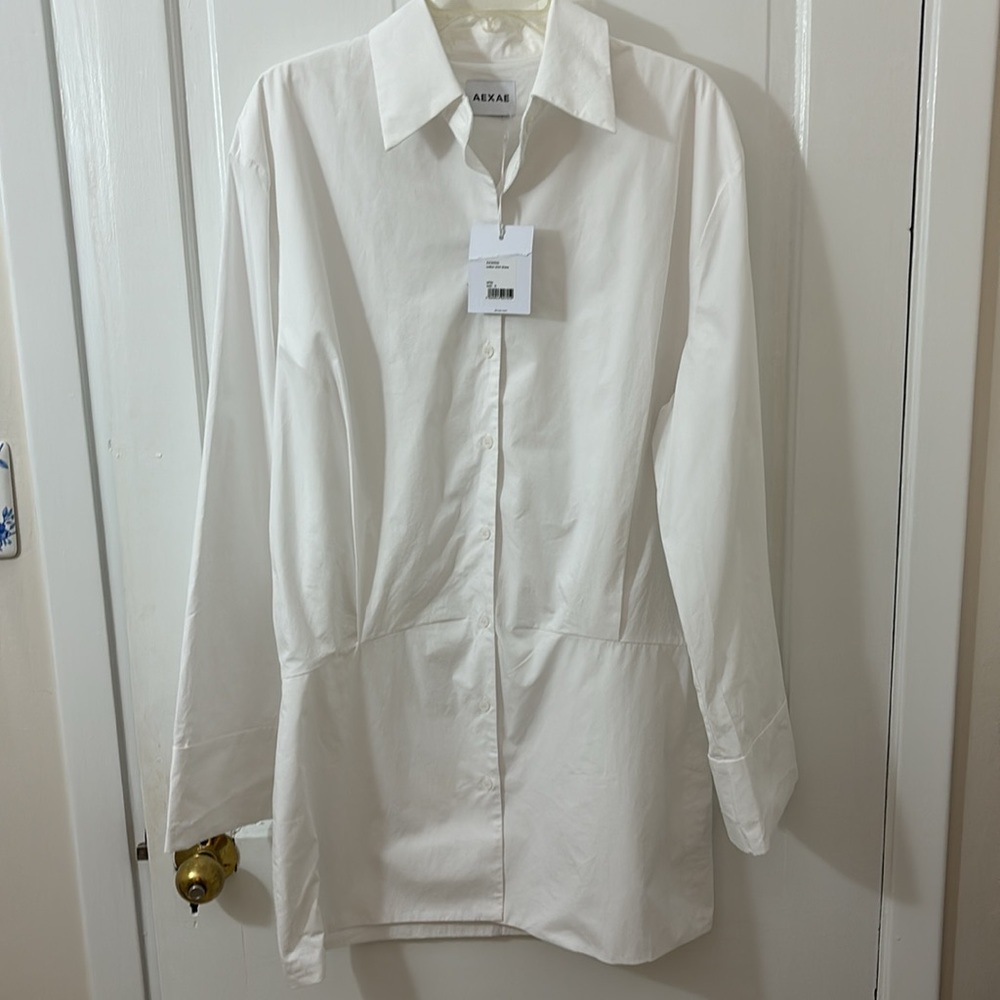 AEXAE Cotton Shirt Dress White Sz S NWT